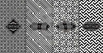 Set of seamless art deco patterns. Vector illustration vintage design. Collection of abstract seamless geometric patterns Vector Illustration